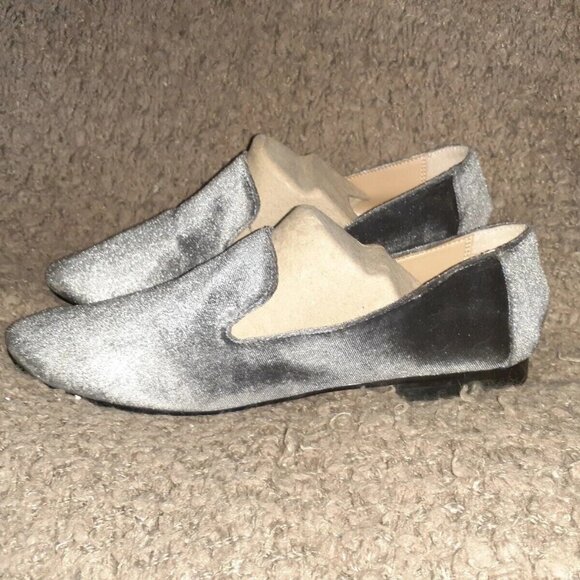 BANANA REPUBLIC-Demi Smoking Loafer-Gray Velvet-Slip On Flat-Sz 7-Excellent - Picture 2 of 7